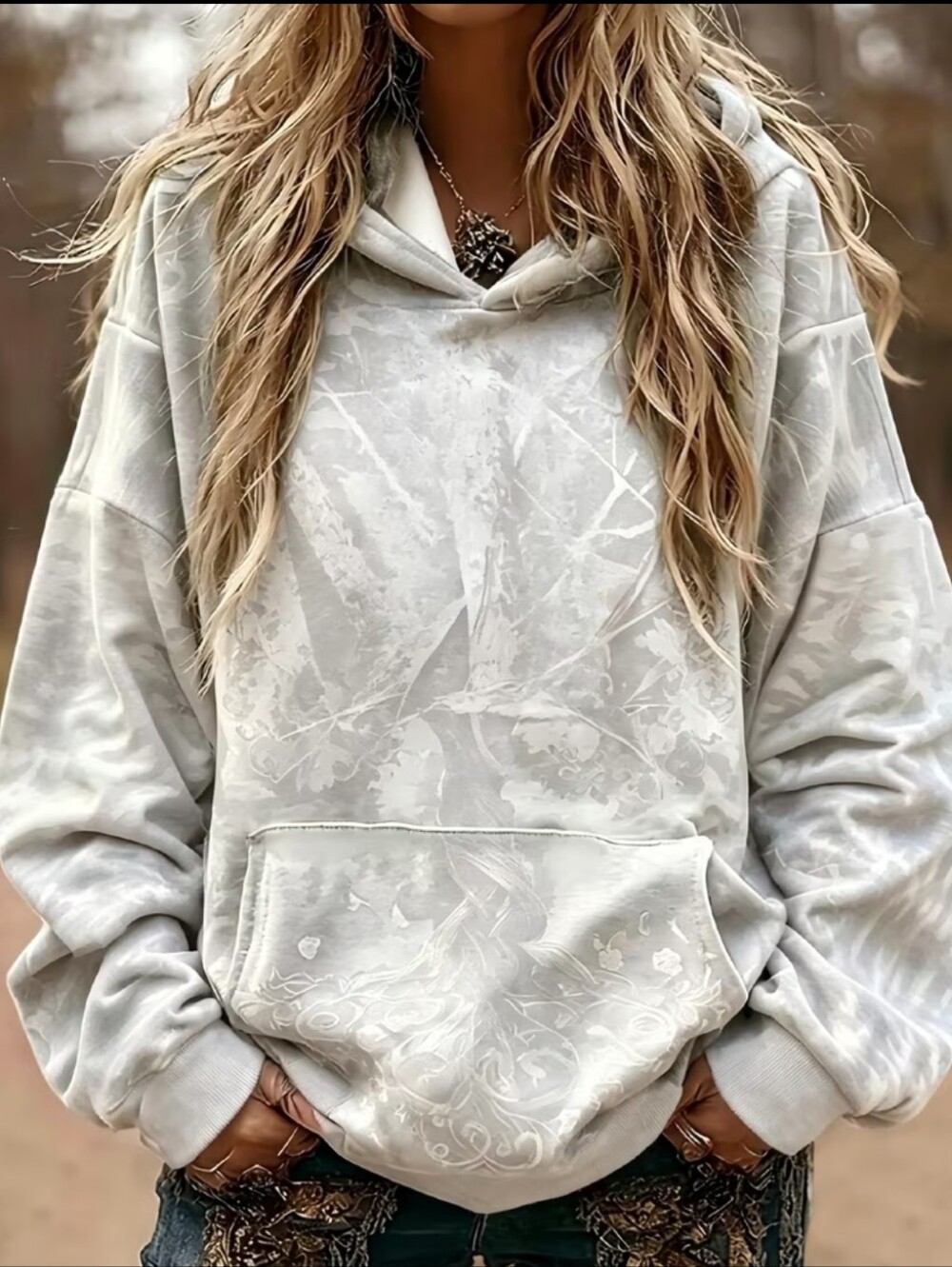 🍁Casual Women's Hooded Pullover Sweatshirt in Light Gray